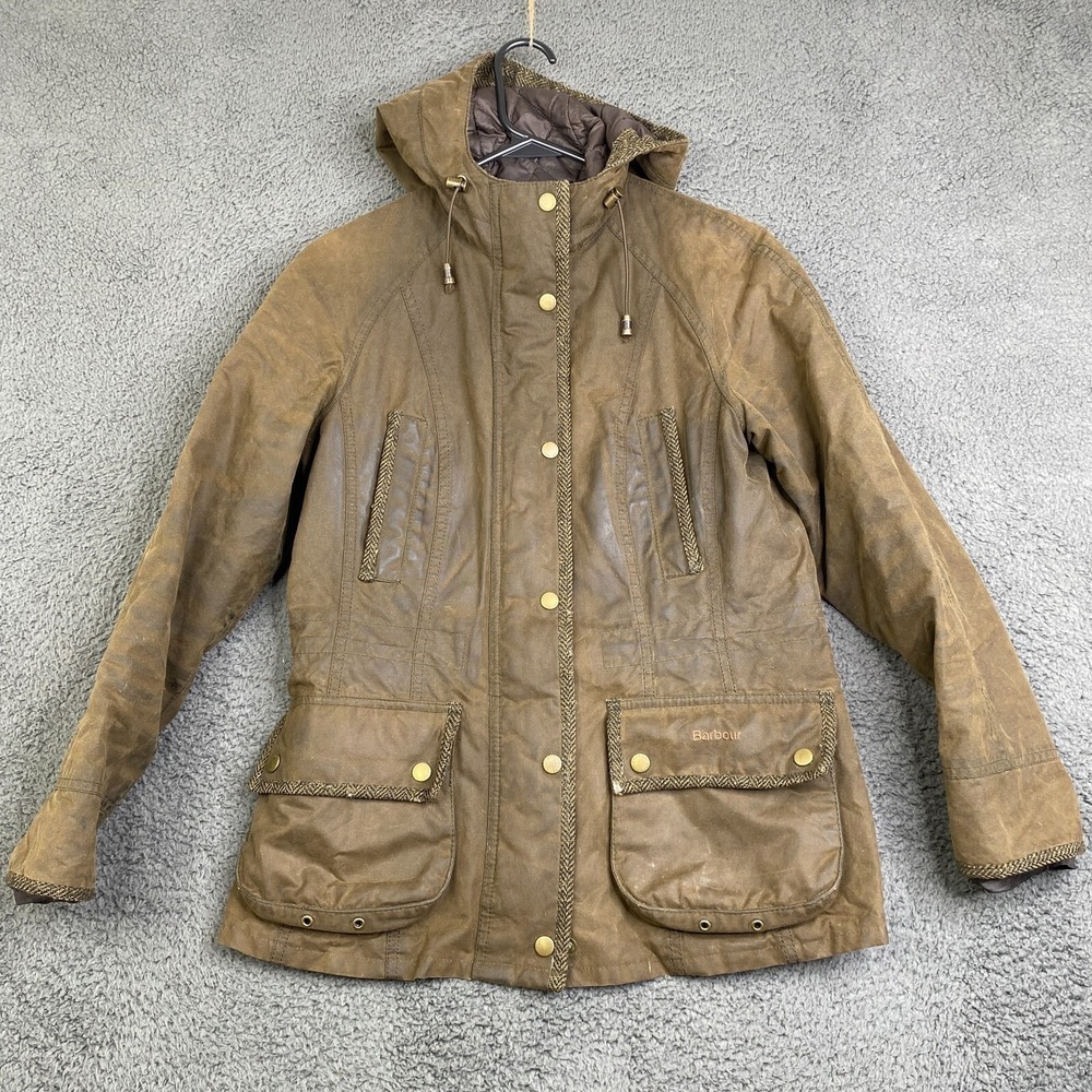 Barbour Elkhorn Wax Jacket Coat Women's Size 4 Hunting Field